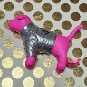Victoria's Secret pink plush dog new puffer jacket silver